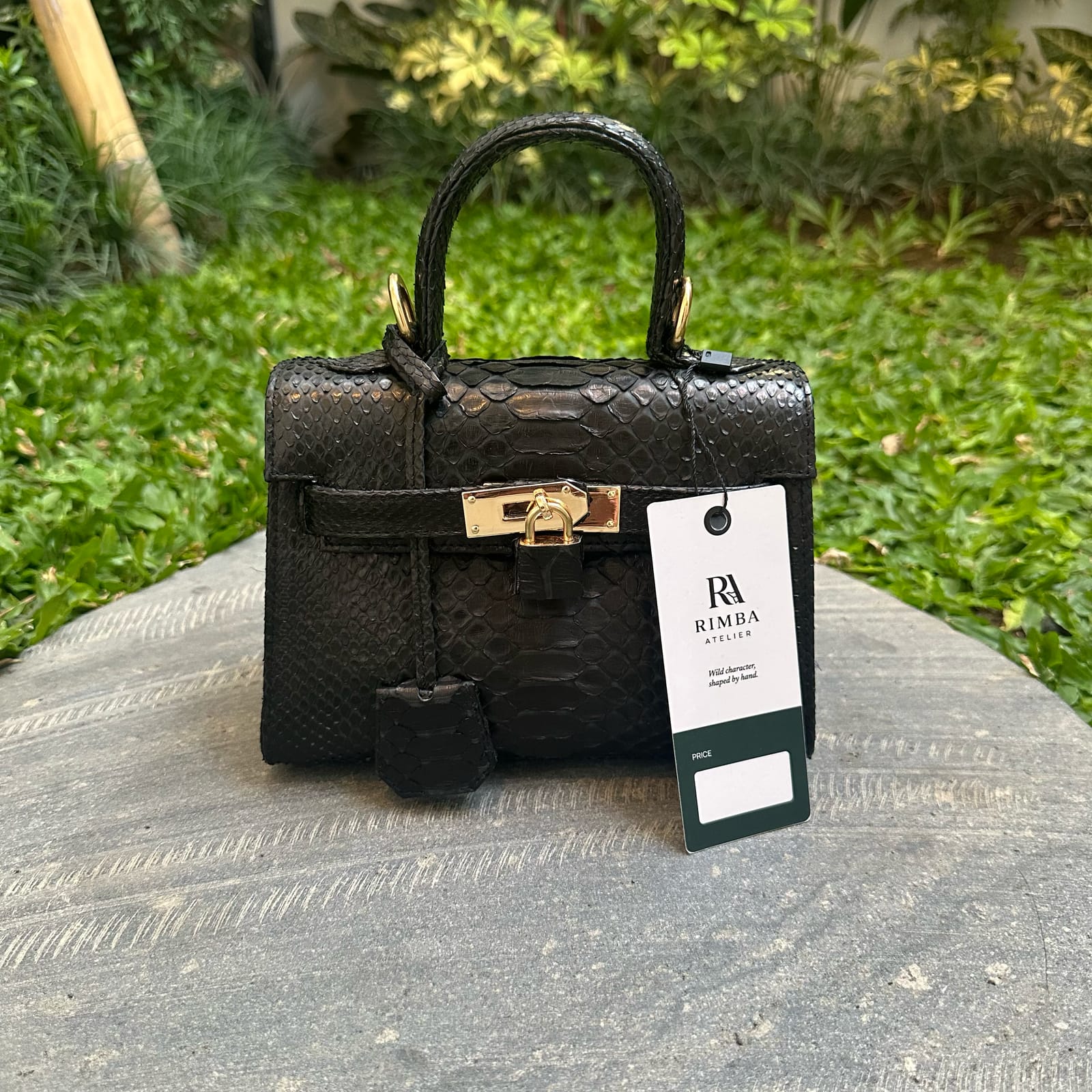 Top Handle Bag Mini — Hitam Python, foto 1